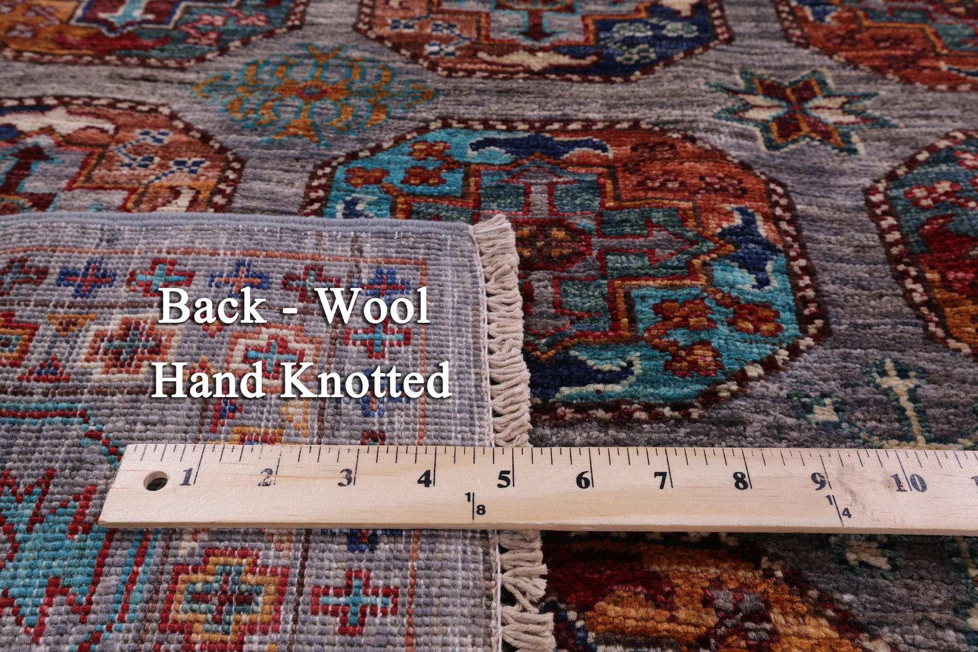 Grey Turkmen Ersari Hand Knotted Wool Rug - 5' 0" X 6' 3" - Golden Nile