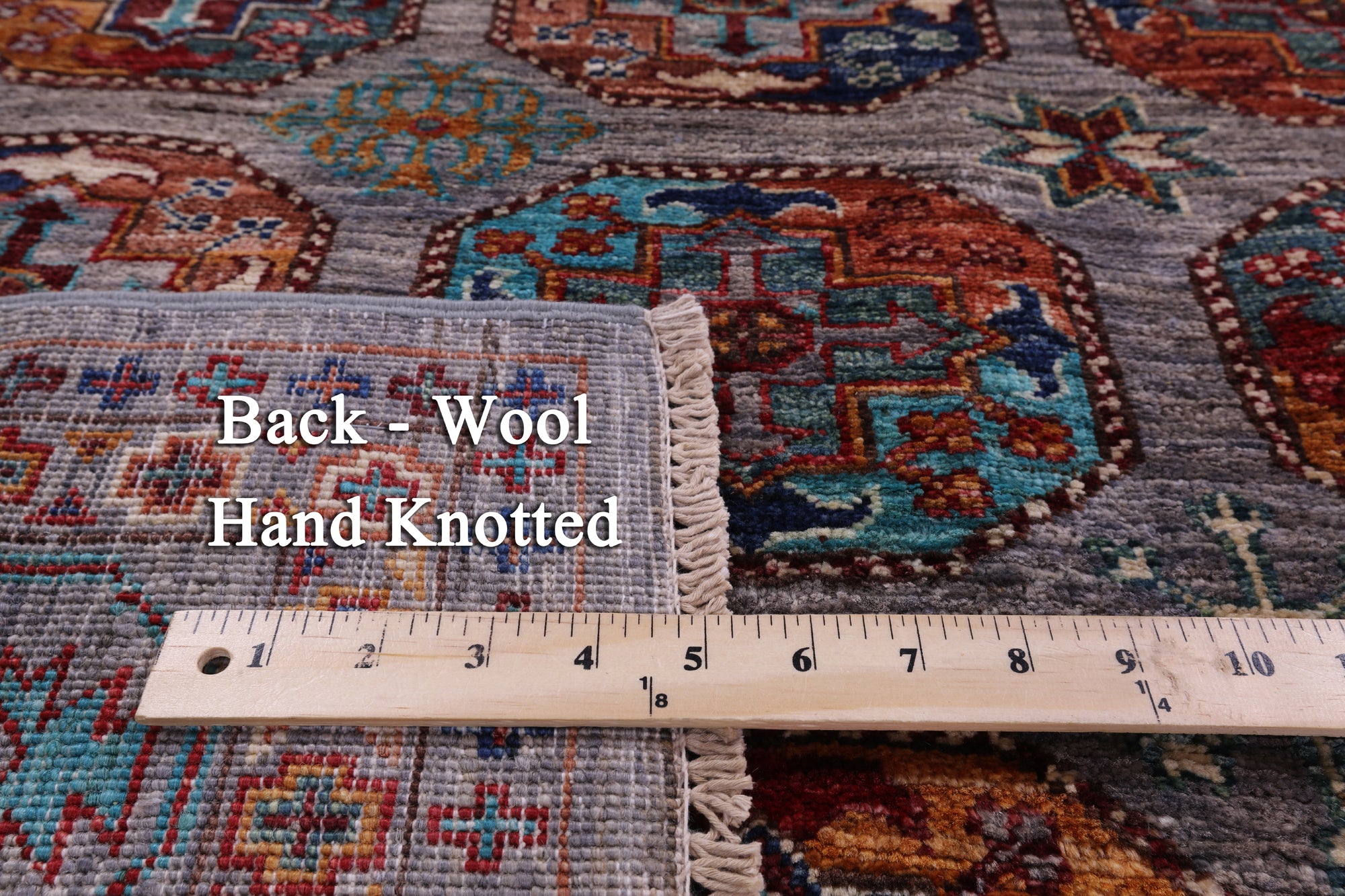 Grey Turkmen Ersari Hand Knotted Wool Rug - 5' 0" X 6' 3" - Golden Nile