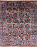 Grey Turkmen Ersari Hand Knotted Wool Rug - 5' 0" X 6' 3" - Golden Nile