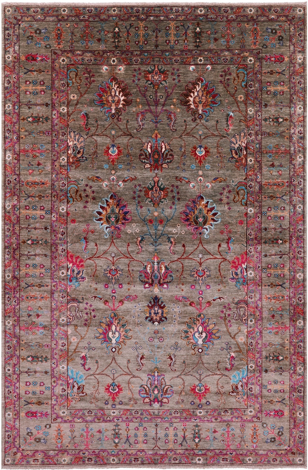 Peshawar Hand Knotted Wool Rug - 5' 10" X 8' 11" - Golden Nile