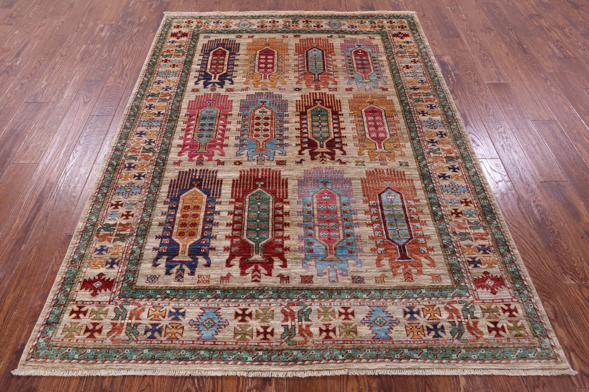 Turkmen Ersari Hand Knotted Wool Rug - 5' 9" X 7' 8" - Golden Nile