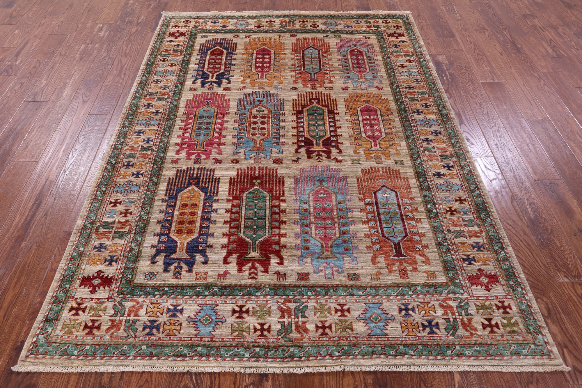 Turkmen Ersari Hand Knotted Wool Rug - 5' 9" X 7' 8" - Golden Nile