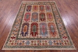 Turkmen Ersari Hand Knotted Wool Rug - 5' 9" X 7' 8" - Golden Nile