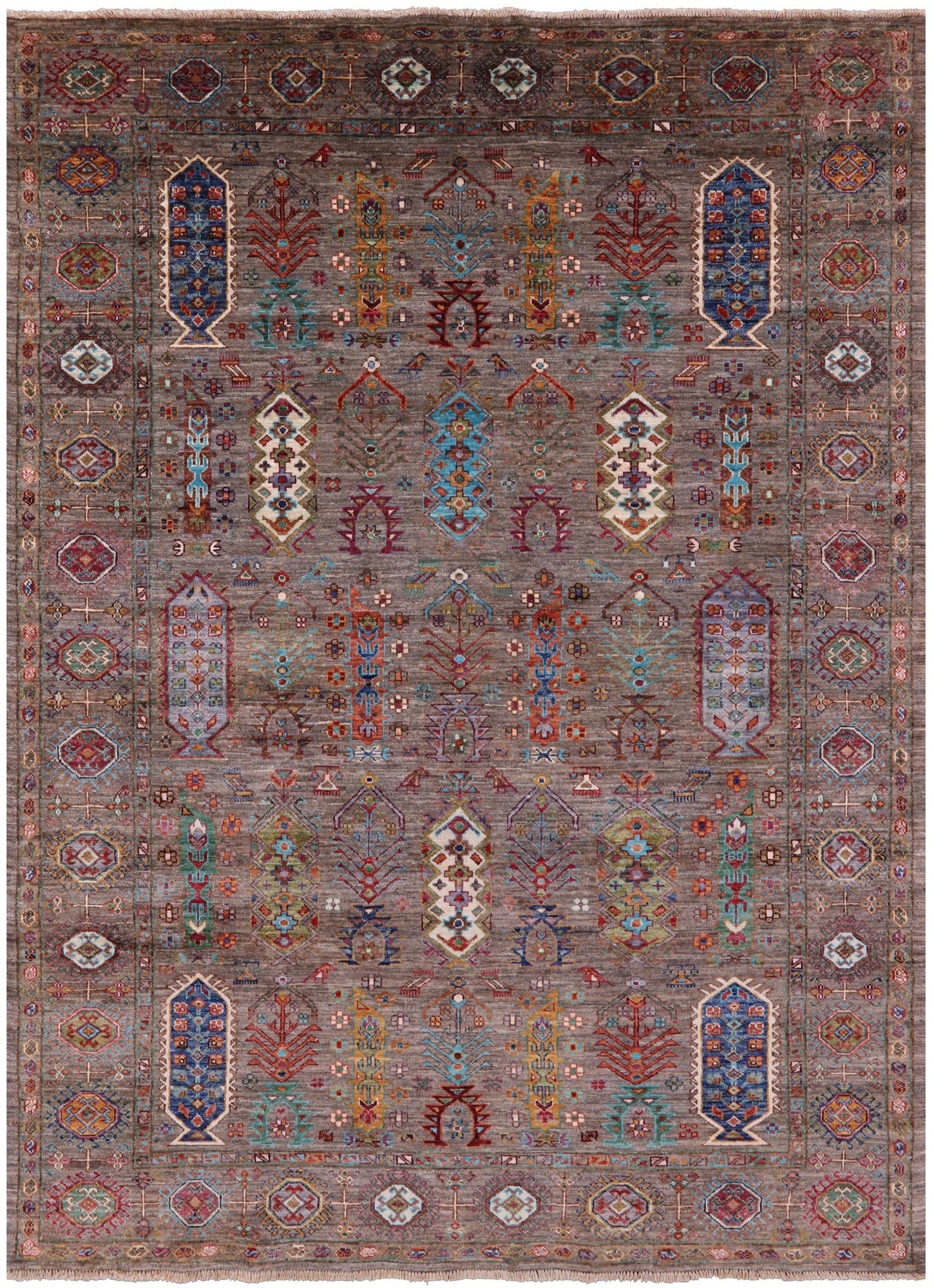 Turkmen Ersari Hand Knotted Wool Rug - 5' 9" X 8' 2" - Golden Nile