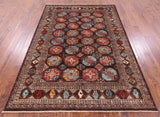 Brown Turkmen Ersari Hand Knotted Wool Rug - 5' 9" X 8' 1" - Golden Nile