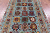 Blue Turkmen Ersari Hand Knotted Wool Rug - 5' 7" X 7' 11" - Golden Nile
