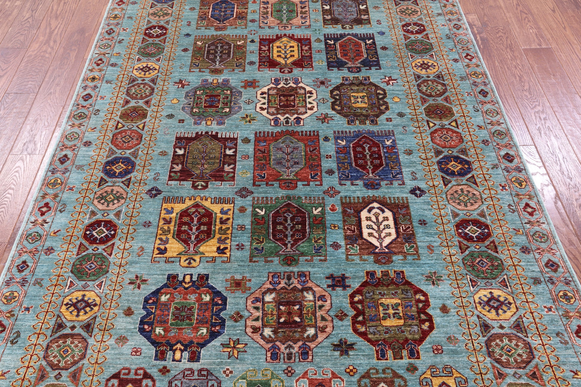 Blue Turkmen Ersari Hand Knotted Wool Rug - 5' 7" X 7' 11" - Golden Nile