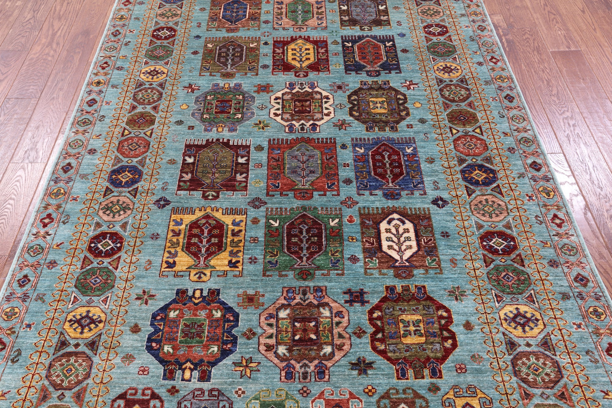 Blue Turkmen Ersari Hand Knotted Wool Rug - 5' 7" X 7' 11" - Golden Nile