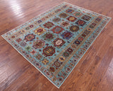 Blue Turkmen Ersari Hand Knotted Wool Rug - 5' 7" X 7' 11" - Golden Nile
