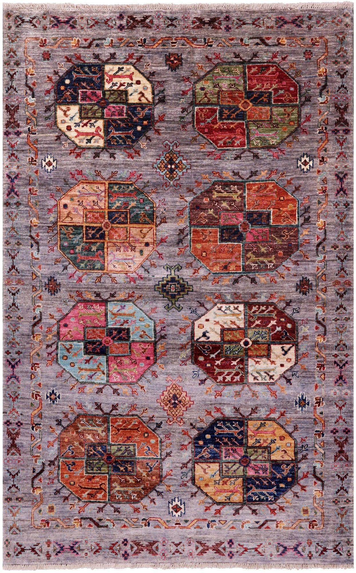 Turkmen Ersari Hand Knotted Wool Rug - 4' 0" X 6' 4" - Golden Nile