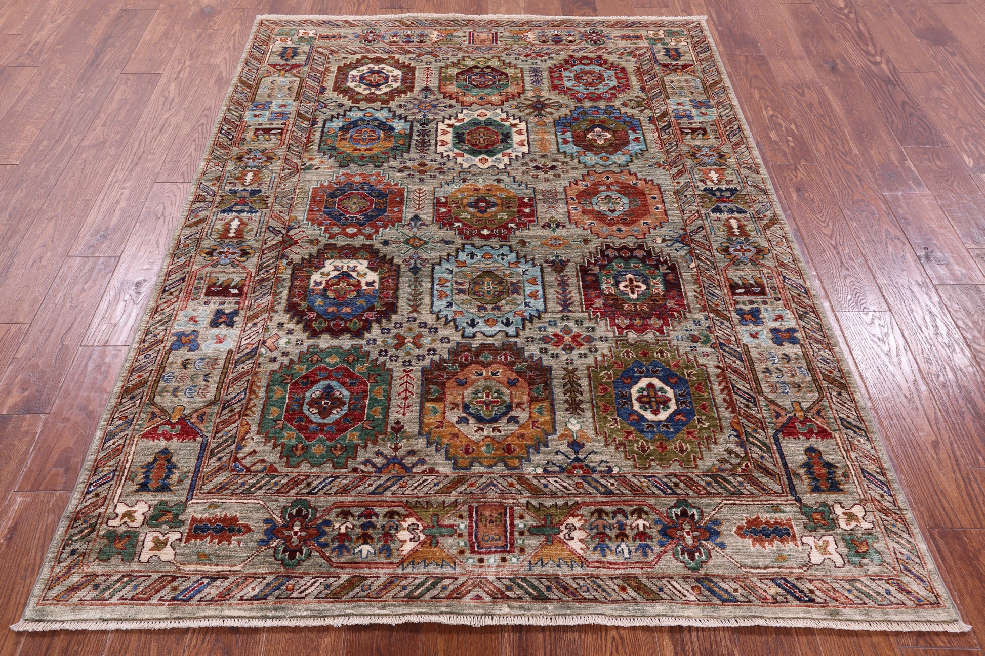 Turkmen Ersari Handmade Wool Rug - 5' 0" X 6' 9" - Golden Nile
