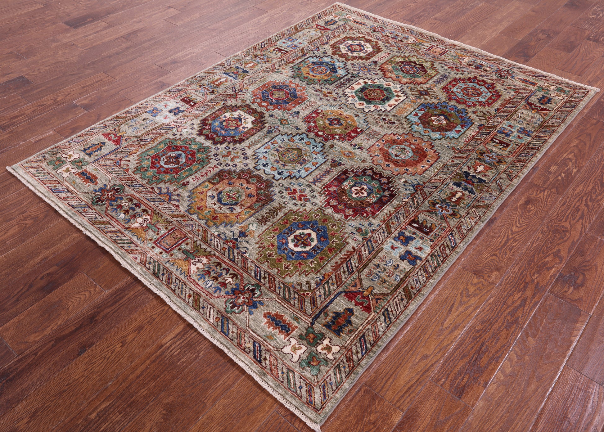 Turkmen Ersari Handmade Wool Rug - 5' 0" X 6' 9" - Golden Nile