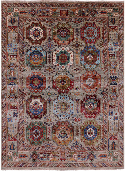Turkmen Ersari Handmade Wool Rug - 5' 0" X 6' 9" - Golden Nile