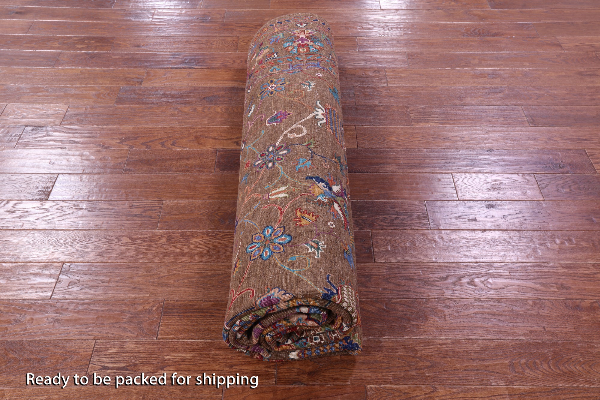 Brown Peshawar Handmade Wool Rug - 9' 0" X 12' 6" - Golden Nile