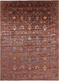 Brown Peshawar Handmade Wool Rug - 9' 0" X 12' 6" - Golden Nile