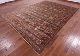 Brown Peshawar Handmade Wool Rug - 9' 0" X 12' 6" - Golden Nile