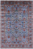 Blue Persian Tabriz Hand Knotted Wool Rug - 6' 8" X 9' 11" - Golden Nile
