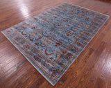 Blue Persian Tabriz Hand Knotted Wool Rug - 6' 8" X 9' 11" - Golden Nile