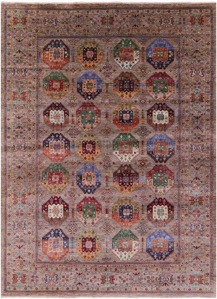 Turkmen Ersari Hand Knotted Wool Rug - 8' 10" X 11' 10" - Golden Nile