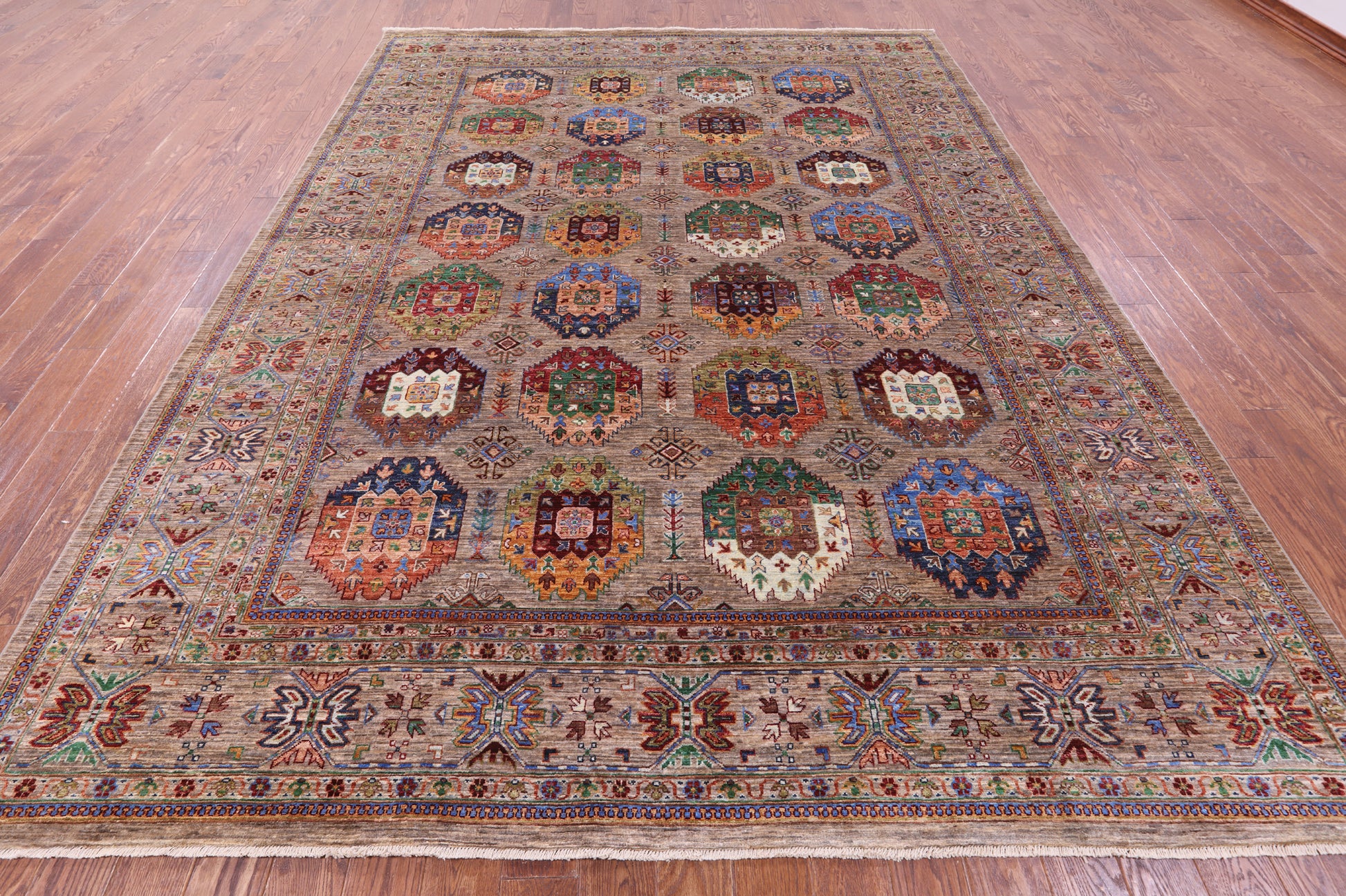 Turkmen Ersari Hand Knotted Wool Rug - 8' 10" X 11' 10" - Golden Nile
