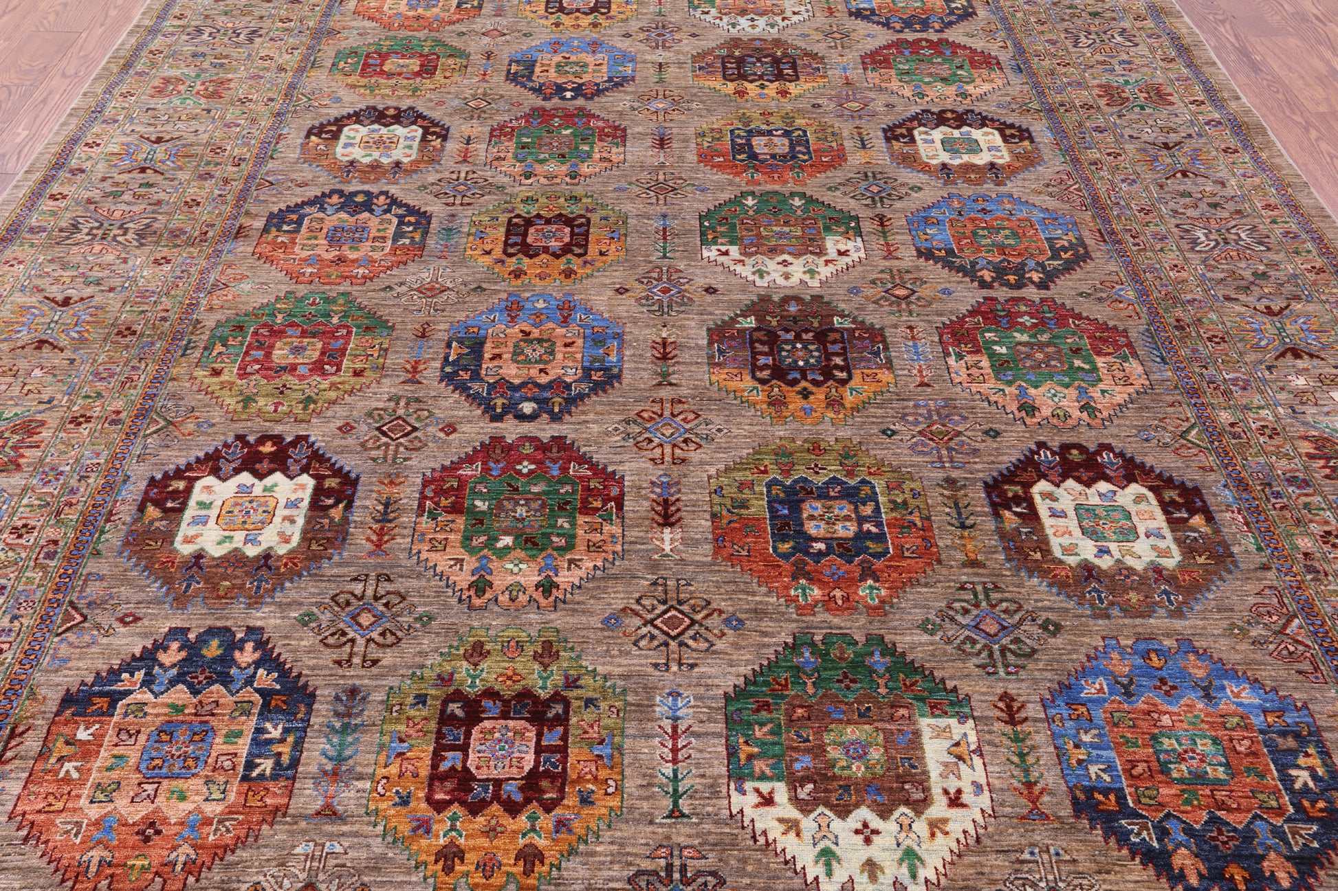 Turkmen Ersari Hand Knotted Wool Rug - 8' 10" X 11' 10" - Golden Nile