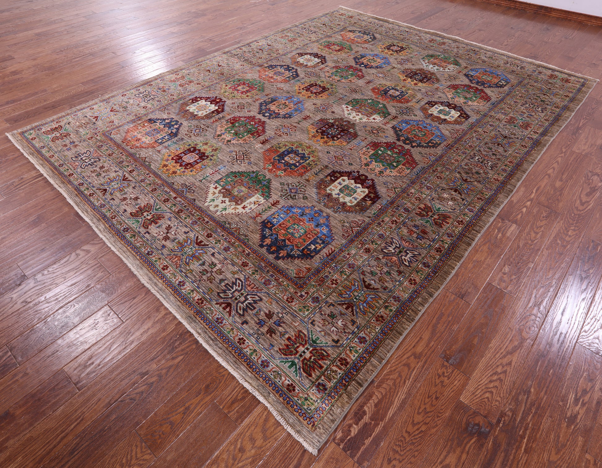 Turkmen Ersari Hand Knotted Wool Rug - 8' 10" X 11' 10" - Golden Nile