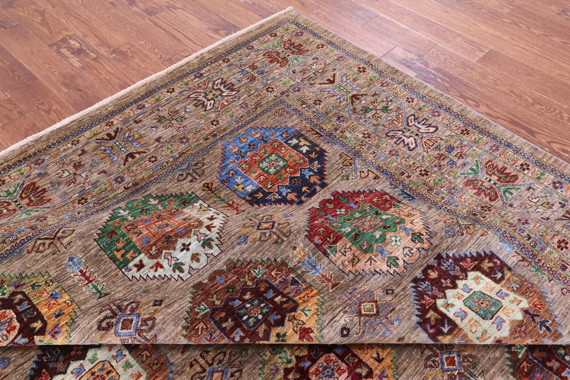 Turkmen Ersari Hand Knotted Wool Rug - 8' 10" X 11' 10" - Golden Nile