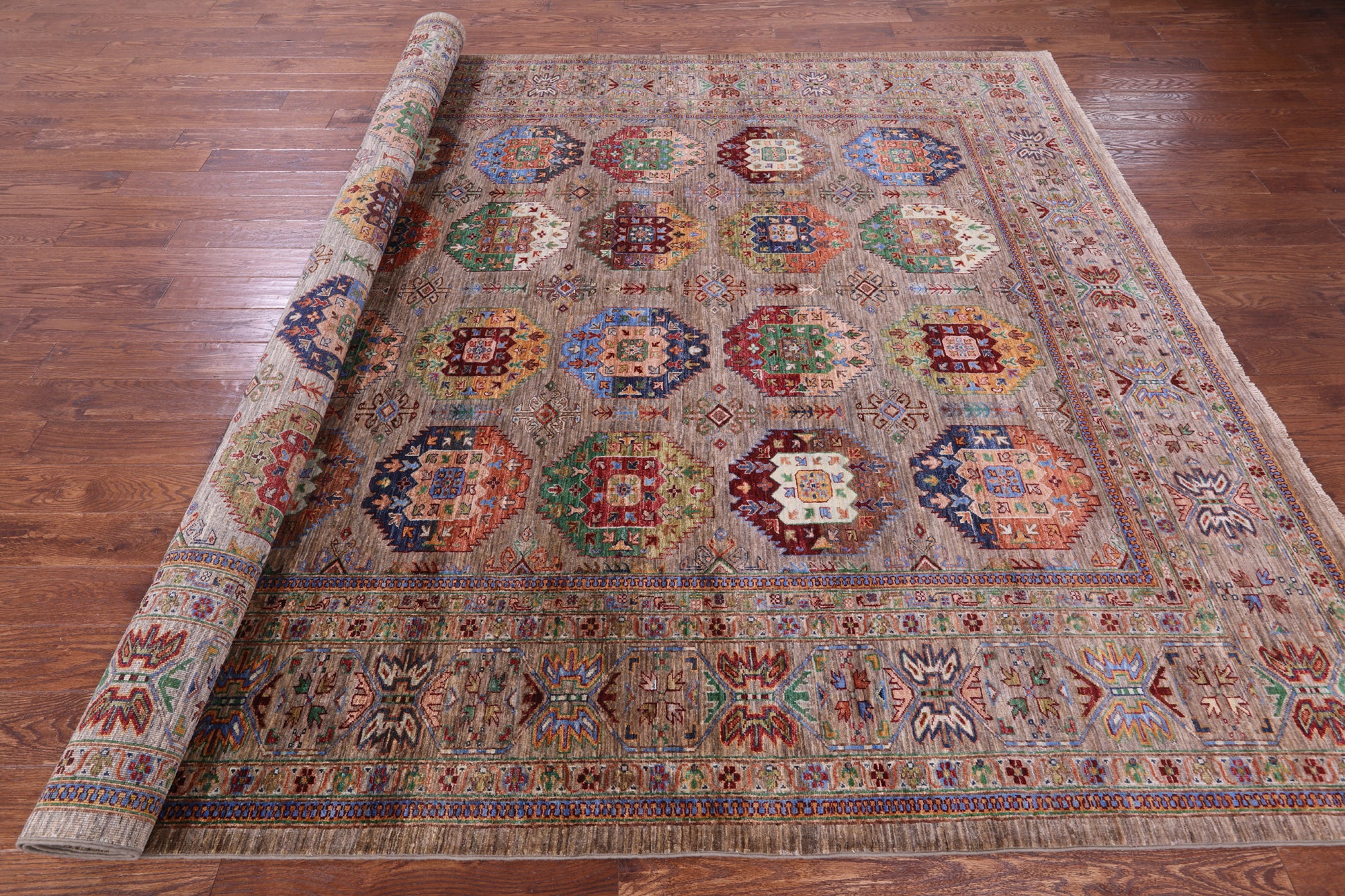 Turkmen Ersari Hand Knotted Wool Rug - 8' 10" X 11' 10" - Golden Nile