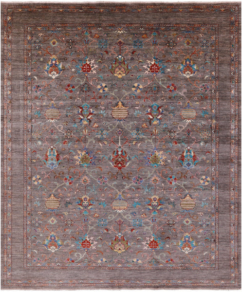 Peshawar Hand Knotted Wool Rug - 8' 1" X 9' 8" - Golden Nile