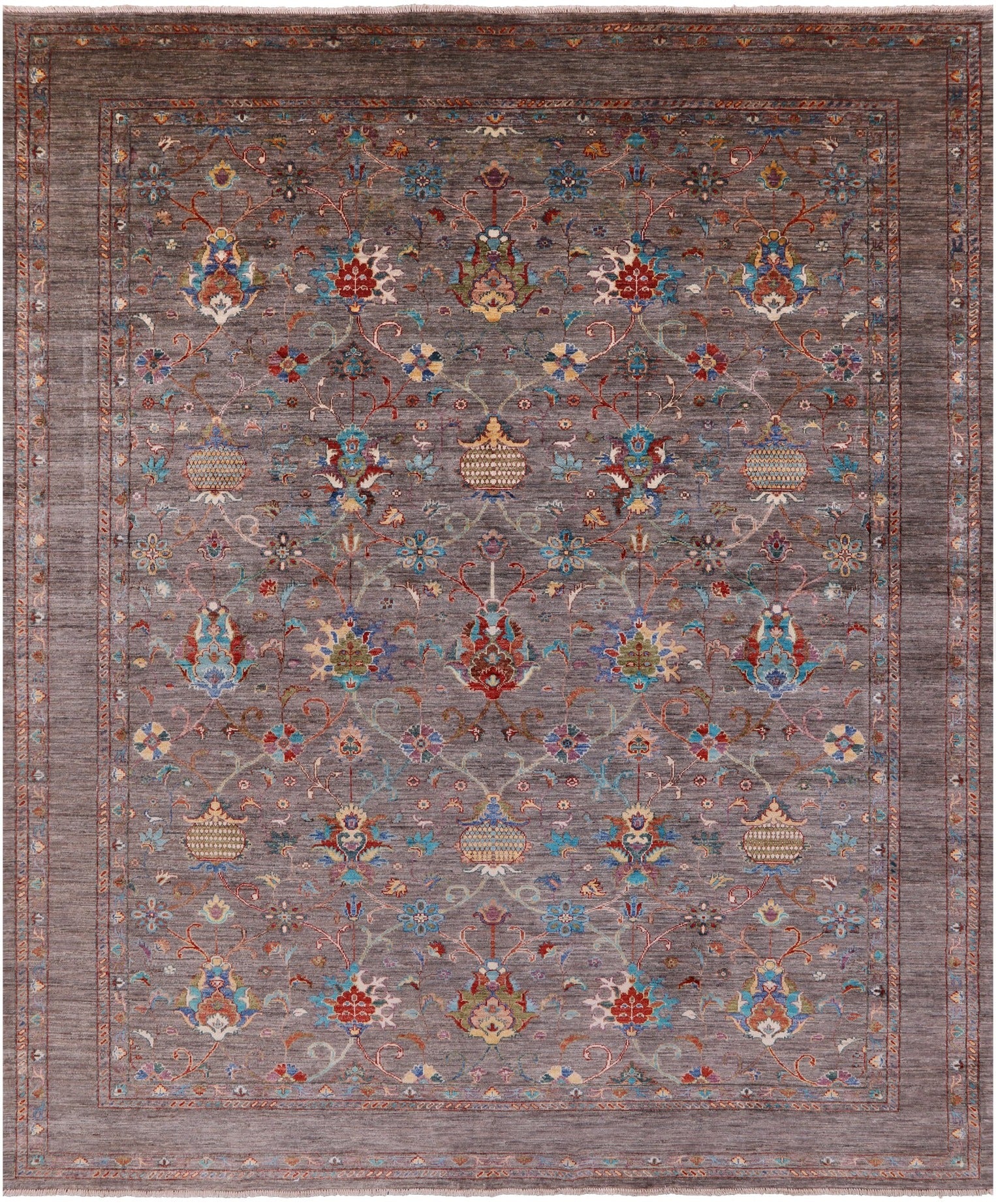 Peshawar Hand Knotted Wool Rug - 8' 1" X 9' 8" - Golden Nile