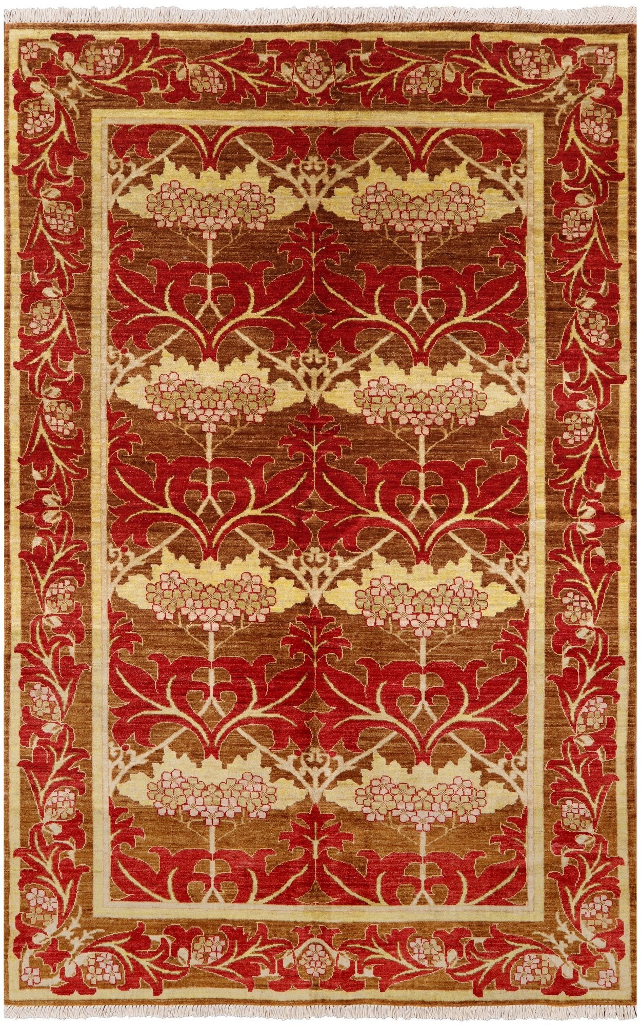 William Morris Handmade Wool Area Rug - 5' 0" X 7' 9" - Golden Nile