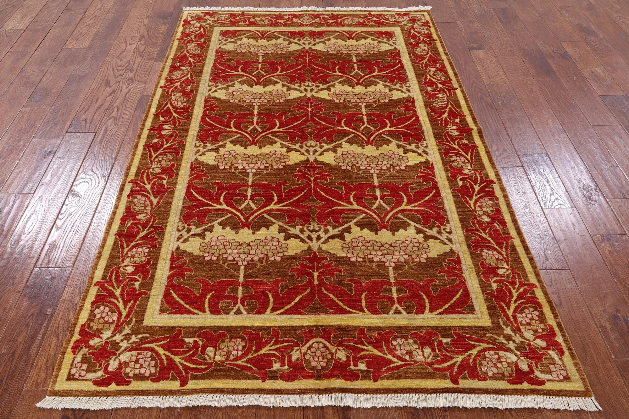 William Morris Handmade Wool Area Rug - 5' 0" X 7' 9" - Golden Nile