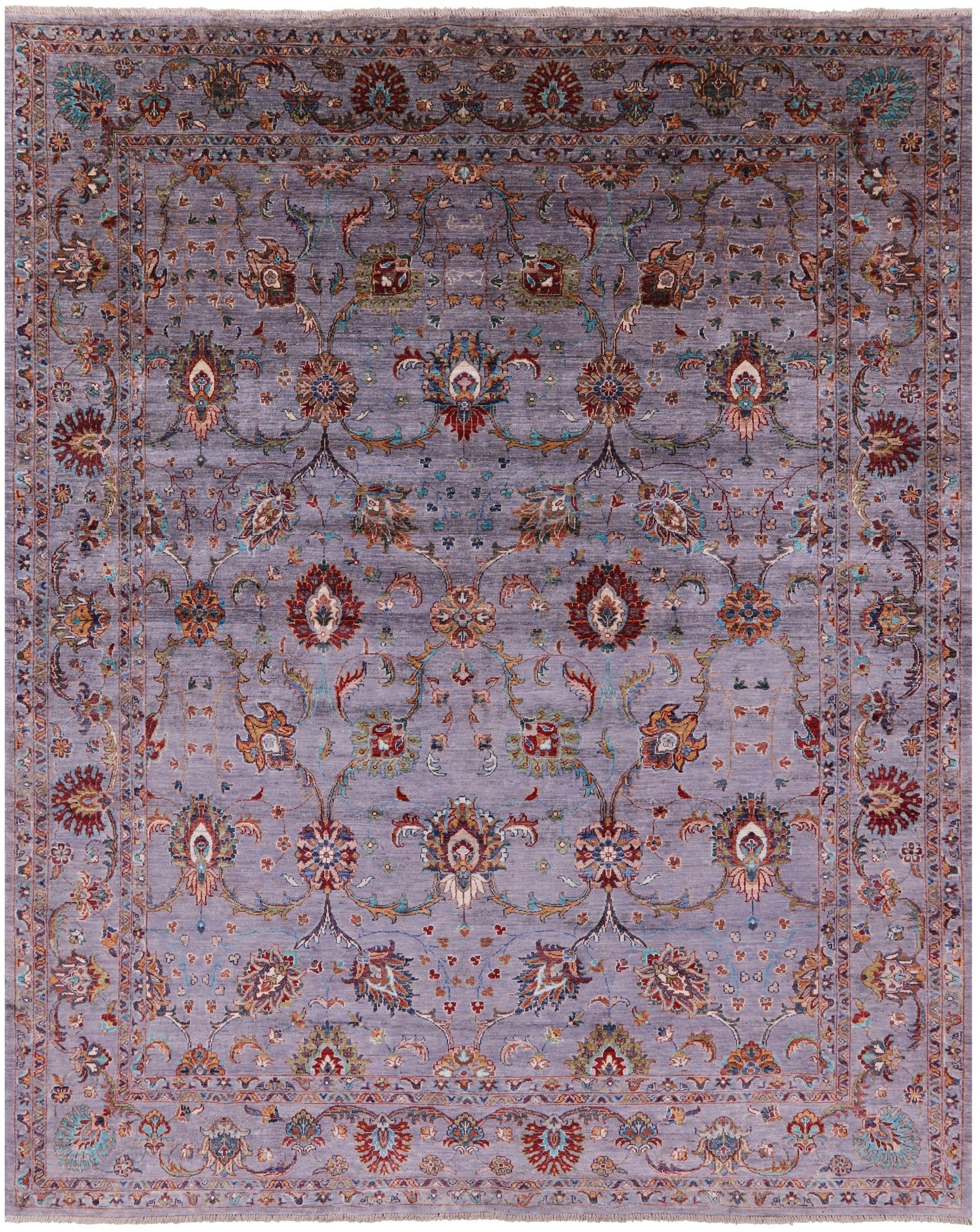 Grey Peshawar Handmade Wool Rug - 8' 1" X 10' 2" - Golden Nile
