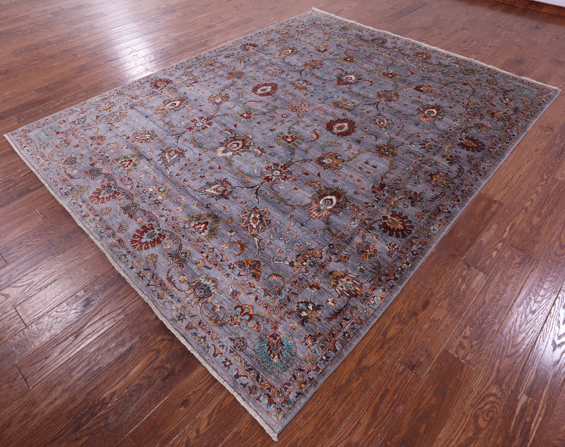 Grey Peshawar Handmade Wool Rug - 8' 1" X 10' 2" - Golden Nile