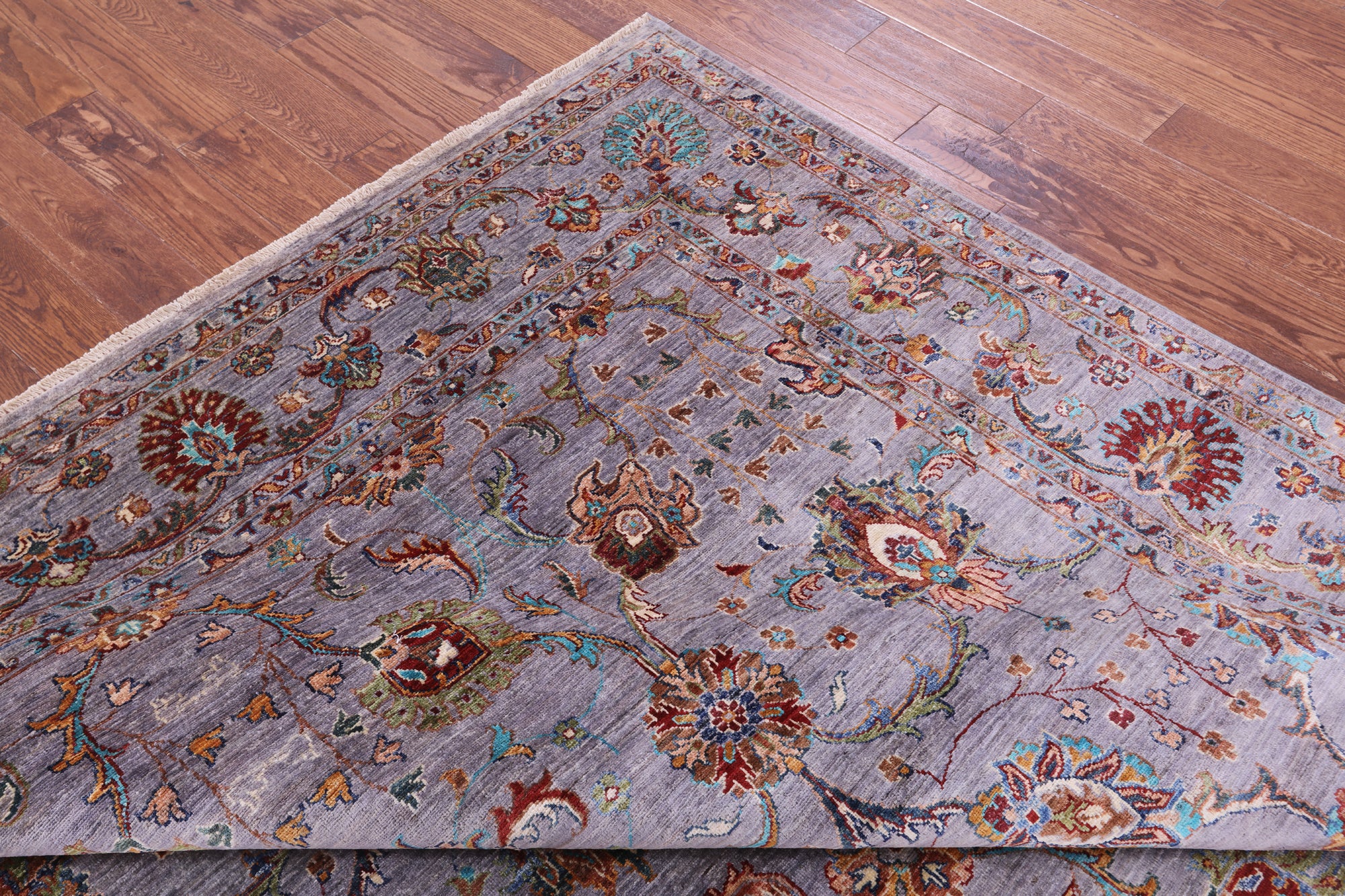 Grey Peshawar Handmade Wool Rug - 8' 1" X 10' 2" - Golden Nile