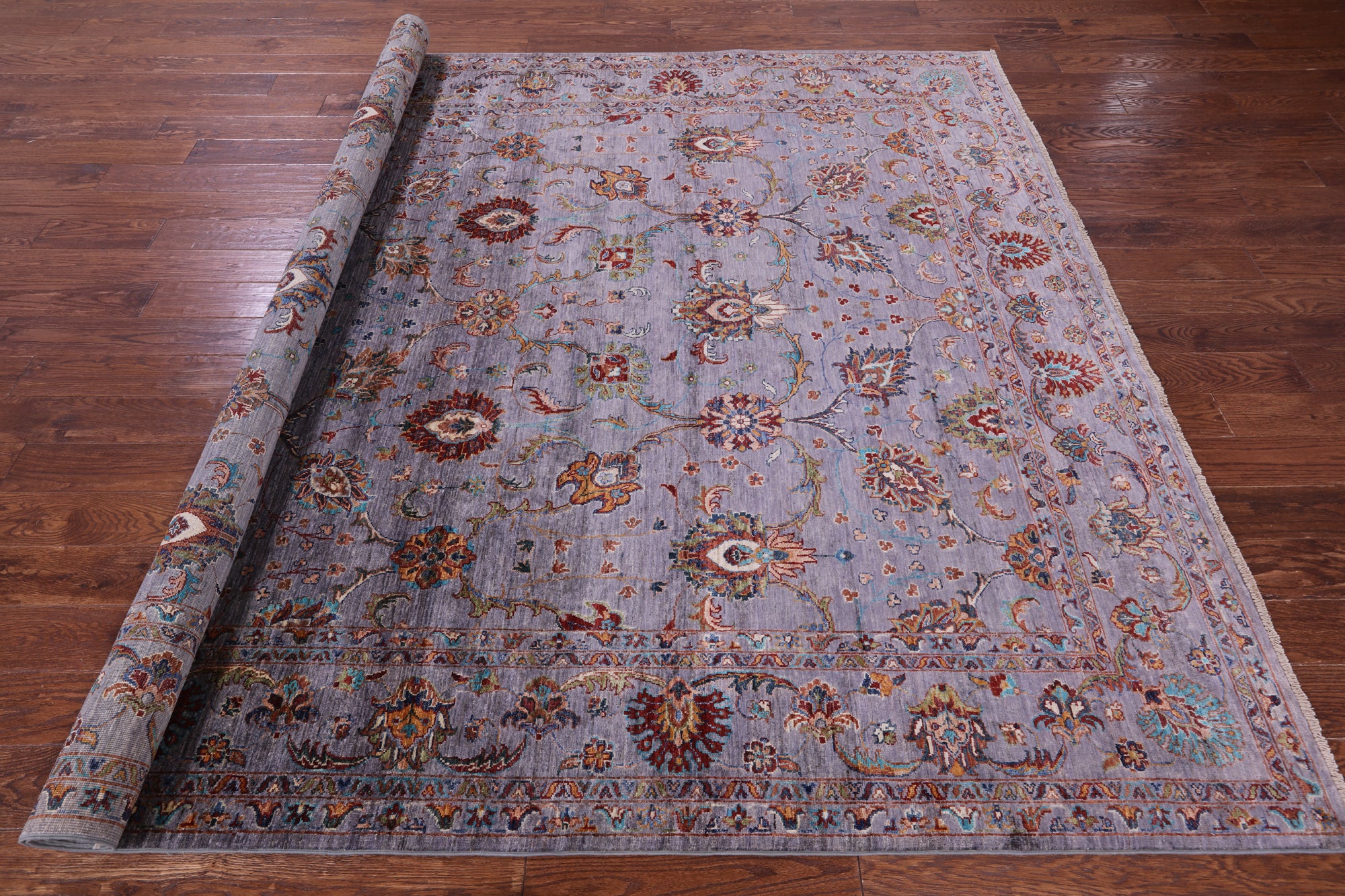 Grey Peshawar Handmade Wool Rug - 8' 1" X 10' 2" - Golden Nile