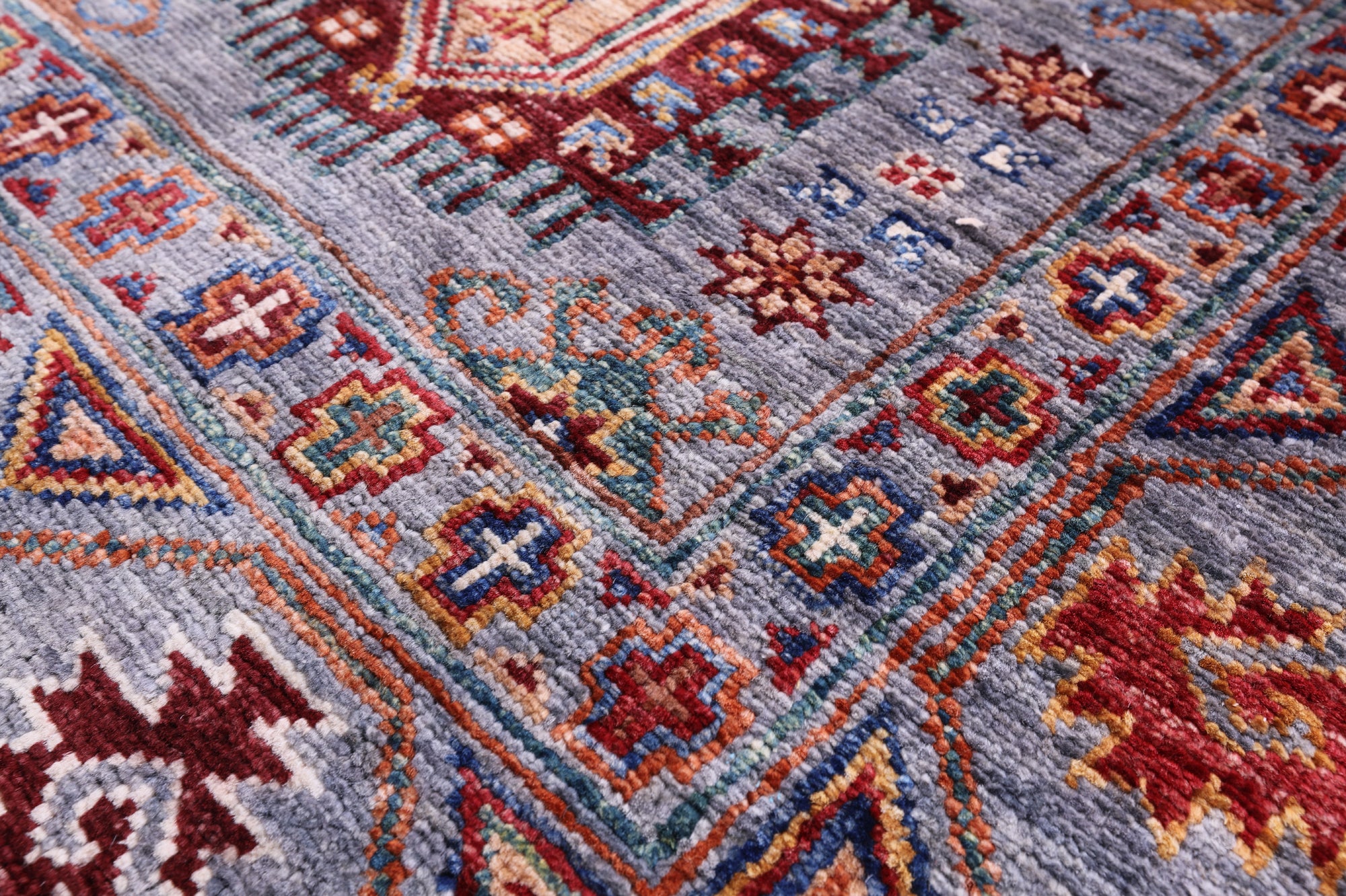 Grey Turkmen Ersari Hand Knotted Wool Runner Rug - 2' 7" X 9' 6" - Golden Nile