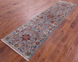 Grey Persian Tabriz Hand Knotted Wool Runner Rug - 2' 8" X 9' 10" - Golden Nile