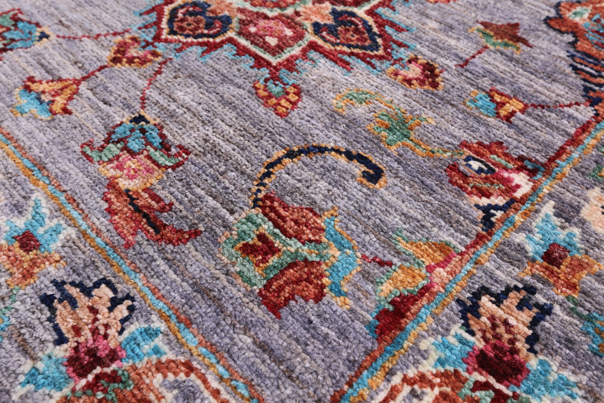Grey Persian Tabriz Hand Knotted Wool Runner Rug - 2' 8" X 9' 10" - Golden Nile