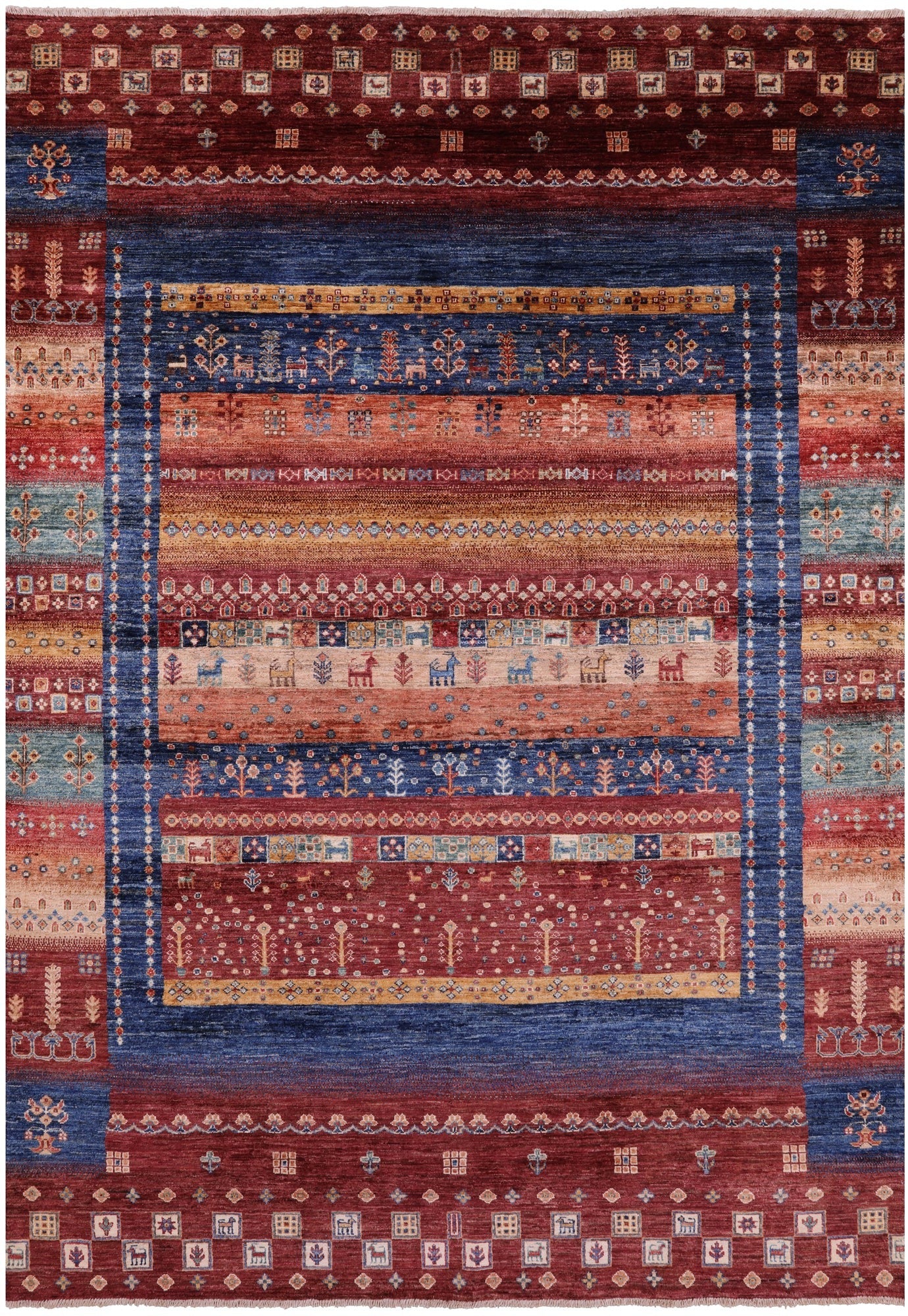 Tribal Persian Gabbeh Hand Knotted Wool Rug - 6' 8" X 9' 5" - Golden Nile