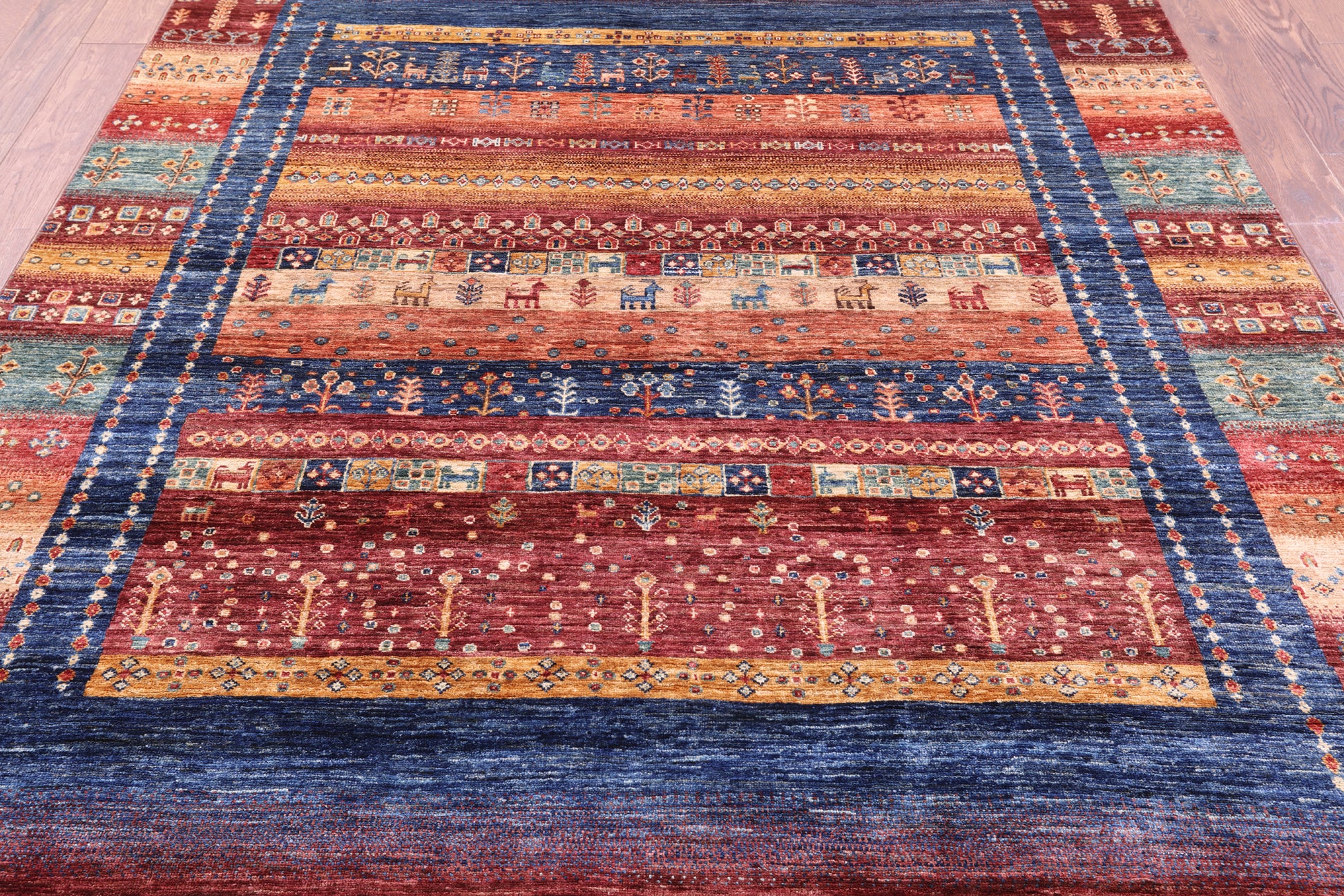 Tribal Persian Gabbeh Hand Knotted Wool Rug - 6' 8" X 9' 5" - Golden Nile