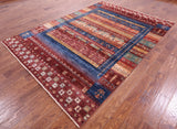 Tribal Persian Gabbeh Hand Knotted Wool Rug - 6' 8" X 9' 5" - Golden Nile