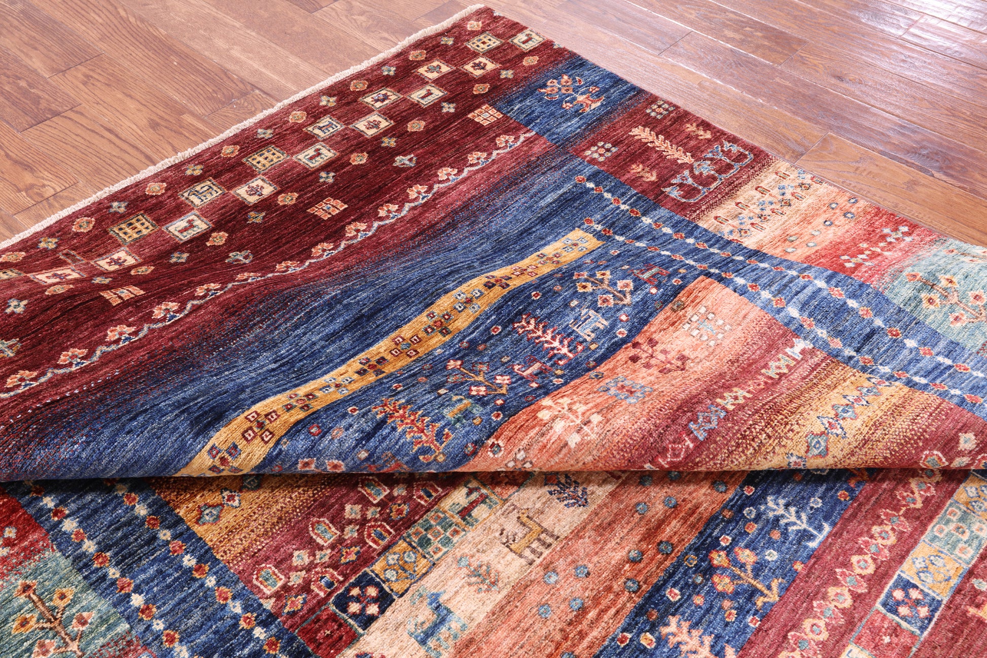 Tribal Persian Gabbeh Hand Knotted Wool Rug - 6' 8" X 9' 5" - Golden Nile