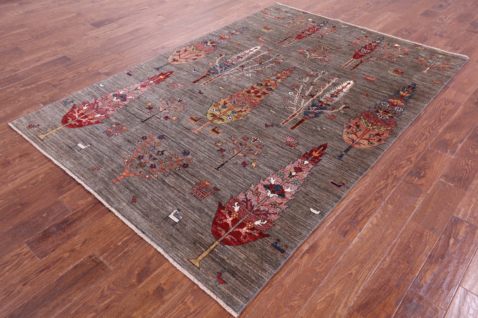 Tribal Persian Gabbeh Hand Knotted Wool Rug - 5' 9" X 8' 4" - Golden Nile