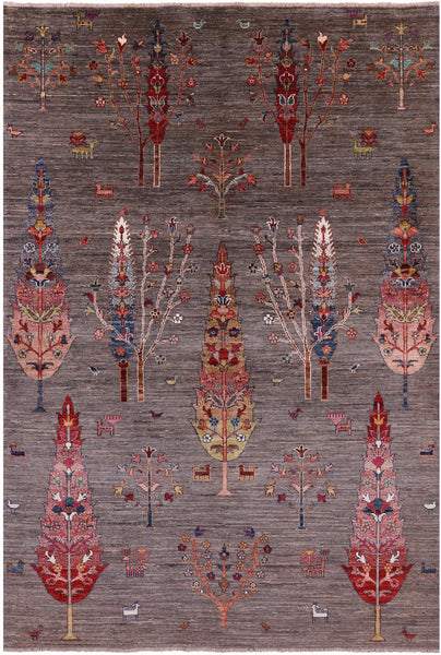 Tribal Persian Gabbeh Hand Knotted Wool Rug - 5' 9" X 8' 4" - Golden Nile