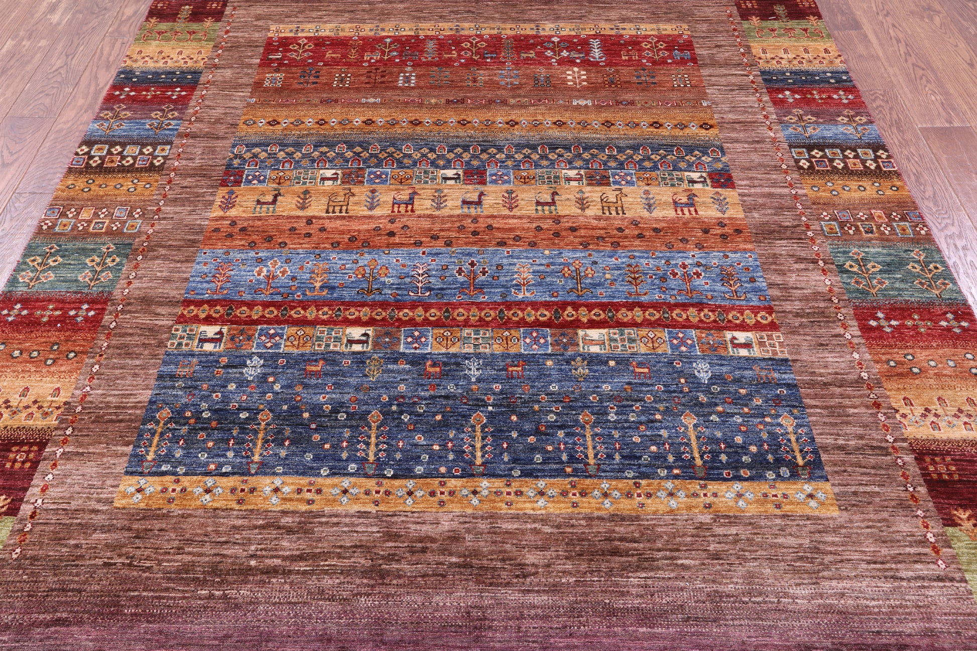 Persian Gabbeh Tribal Hand Knotted Wool Rug - 6' 6" X 9' 9" - Golden Nile