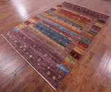 Persian Gabbeh Tribal Hand Knotted Wool Rug - 6' 6" X 9' 9" - Golden Nile