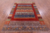 Persian Gabbeh Tribal Handmade Wool Rug - 6' 7" X 9' 7" - Golden Nile