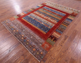 Persian Gabbeh Tribal Handmade Wool Rug - 6' 7" X 9' 7" - Golden Nile