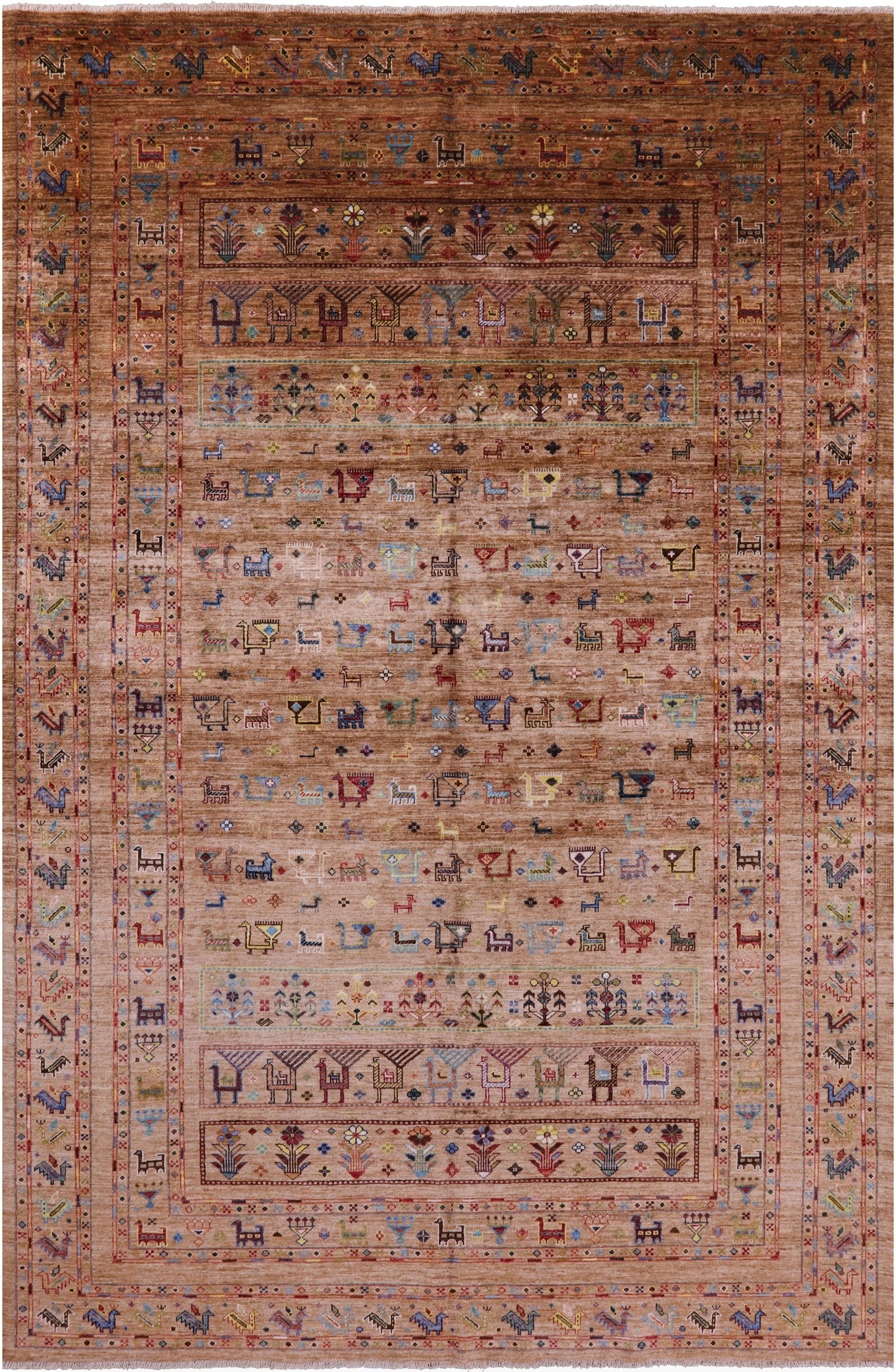 Persian Tribal Gabbeh Hand Knotted Wool Rug - 6' 8" X 10' 4" - Golden Nile